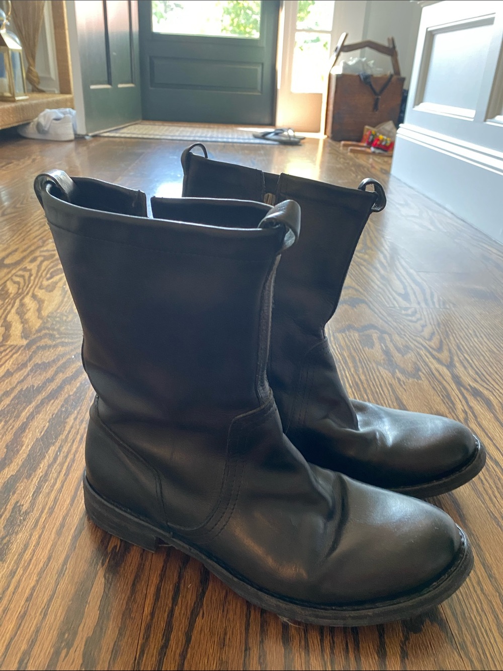 Fiorentini + Baker Black Leather Mid-Calf Pull-On Boots